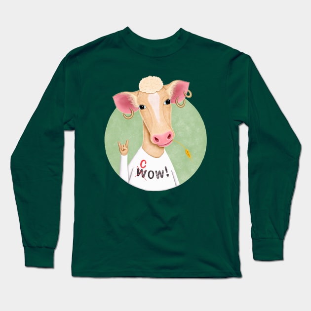 Wow Cow Long Sleeve T-Shirt by DrawingEggen